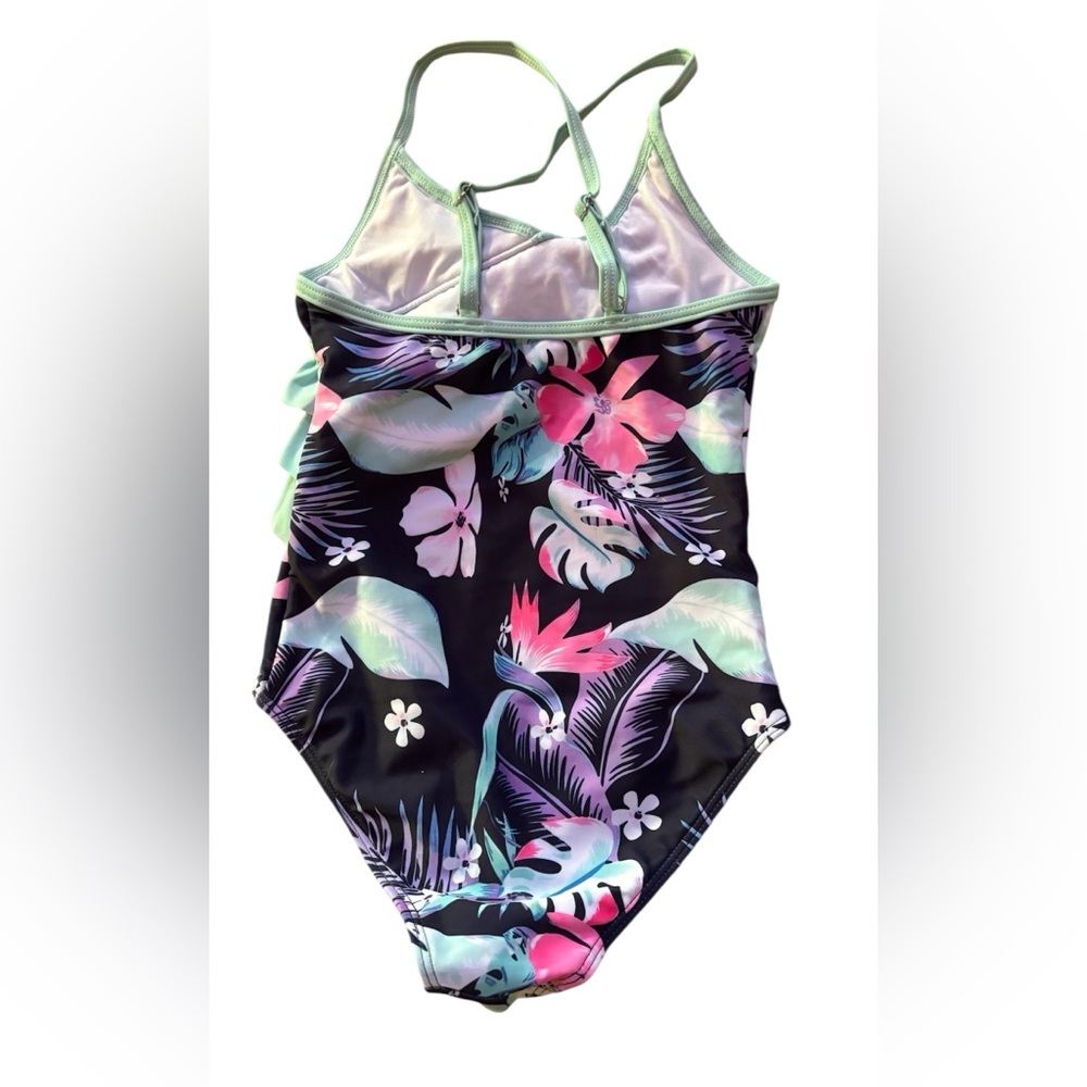 ⛱️Girl’s One Piece Swimsuit Hawaiian Ruffle Swimwear Beach Bathing Suit Sz 3T🏖️ - Picture 3 of 7